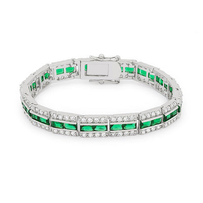 Clear and Blue Alternating Crystal Eternity Ring