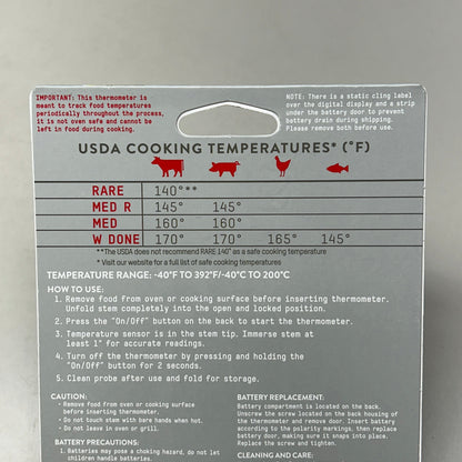 TAYLOR Compact Folding Thermometer Fahrenheit/Celsius Black (New)