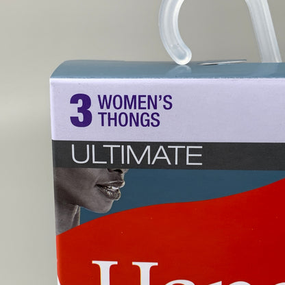 HANES 3 PACK!! Originals Women's Breathable Cotton Stretch Thongs Underwear Sz 7/L Blue/Buff/Pink 45OUBT