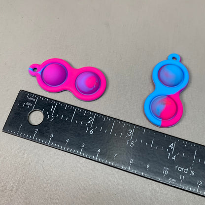 BEST WHOLESALE 2-PACK! Wireless Headphone Bubble Popping Case 2.5" x 2" Blue/Pink