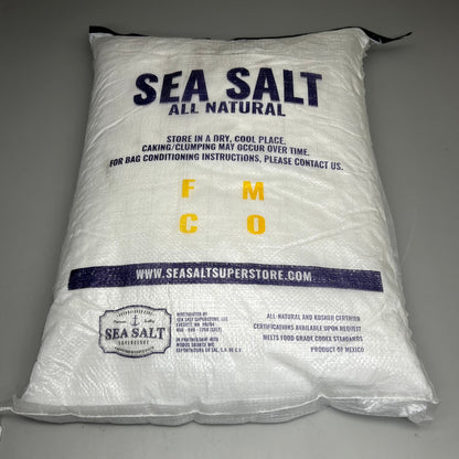 SEA SALT SUPERSTORE (50 LBS) All Natural Kosher Fine Grain Sea Salt BB 06/28