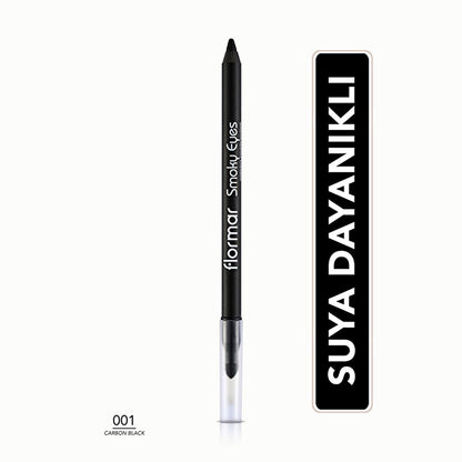 Flormar Smoky Eyes Carbon Black Waterproof Eyeliner - Long-Lasting, Waterproof Formula for Dramatic Eye Makeup