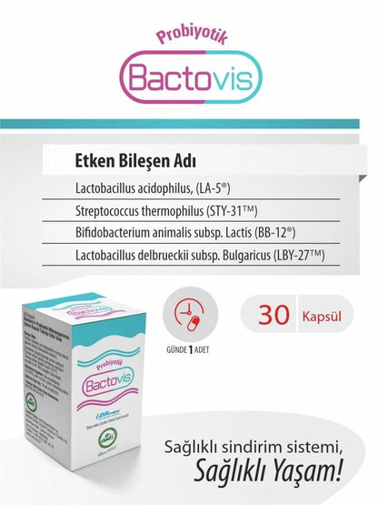 Bactovis Probiotic Supplement - 4 Strains, 10 Billion CFU, Vegan & Vegetarian Friendly - Supports Digestive Health & Immune System