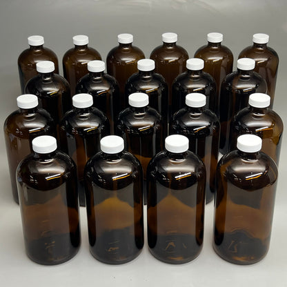VWR (20 PACK) TraceClean 1000mL Boston Round Bottles Amber 89093-910