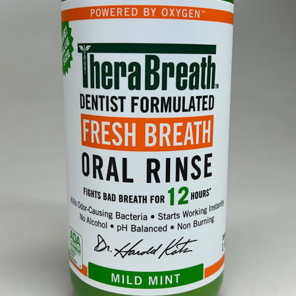 THERABREATH (2 PACK) Dentist Formulated Fresh Breath Oral Rinse 1 Liter each (07/26) Mild Mint