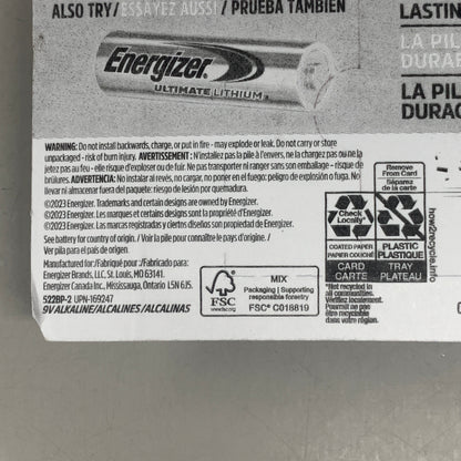 ENERGIZER MAX (3 PACK, 6 Total Batteries) Alkaline Battery 9 Volt General Purpose 522BP-2
