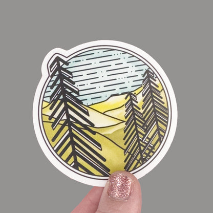 Hales Yeah Design Cabin Scene Sticker ~3" at Longest Edge
