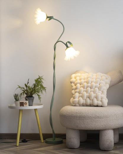 Calla Flower Floor Lamp Matte Green Floral Standing Light