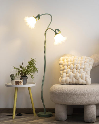 Calla Flower Floor Lamp Matte Green Floral Standing Light