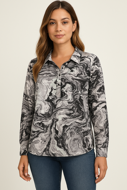 Love Fire Plus Size Tie-Dye Printed Polo Shirt