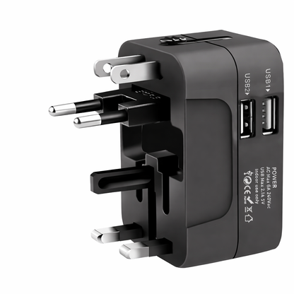 Universal AC Power Adapter EU US Plug Converter Dual USB Travel Charger