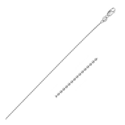 14k White Gold Bead Chain 1.0mm (1.00 mm)