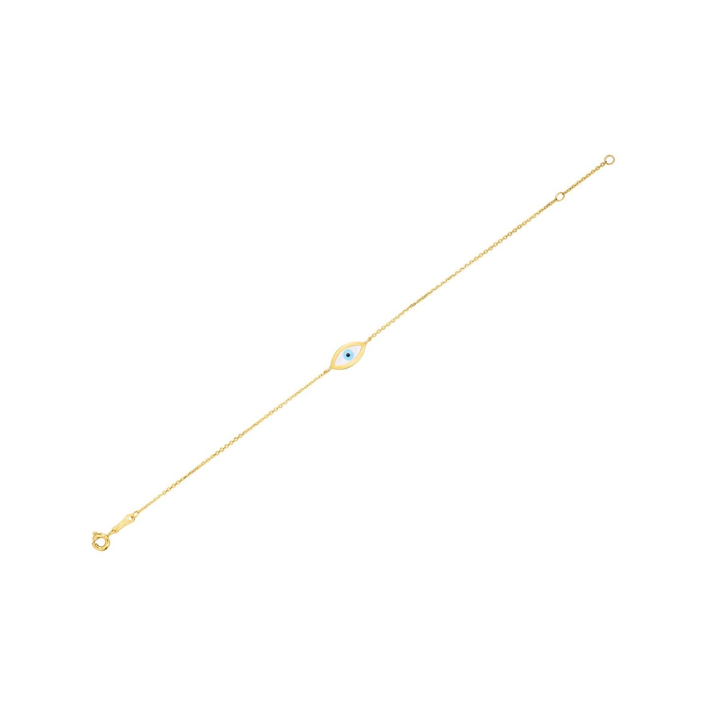 14k Yellow Gold MOP Evil Eye Bracelet