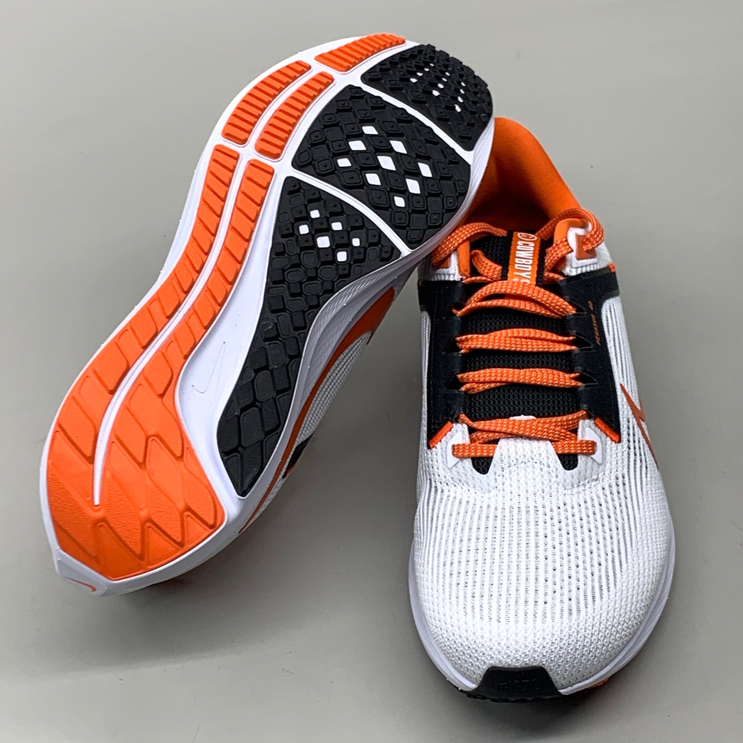 NIKE Zoom Pegasus 40 OK STATE White Shoes, Brilliant Orange & Black 8 W 6.5 M DZ5973-100