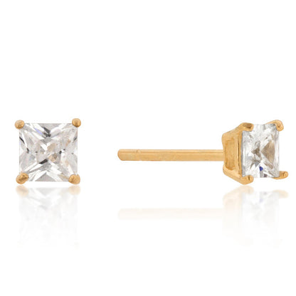 New Sterling Princess Cut Cubic Zirconia Studs
