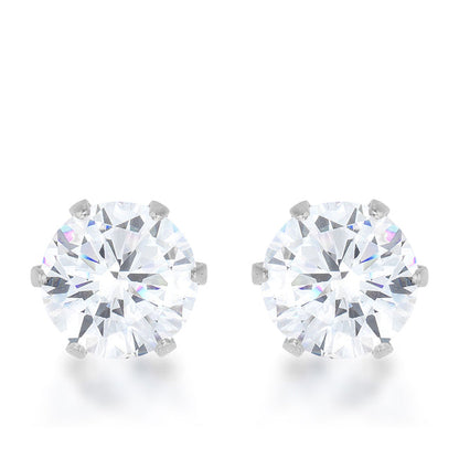 Reign 3.4ct CZ Stainless Steel Stud Earrings