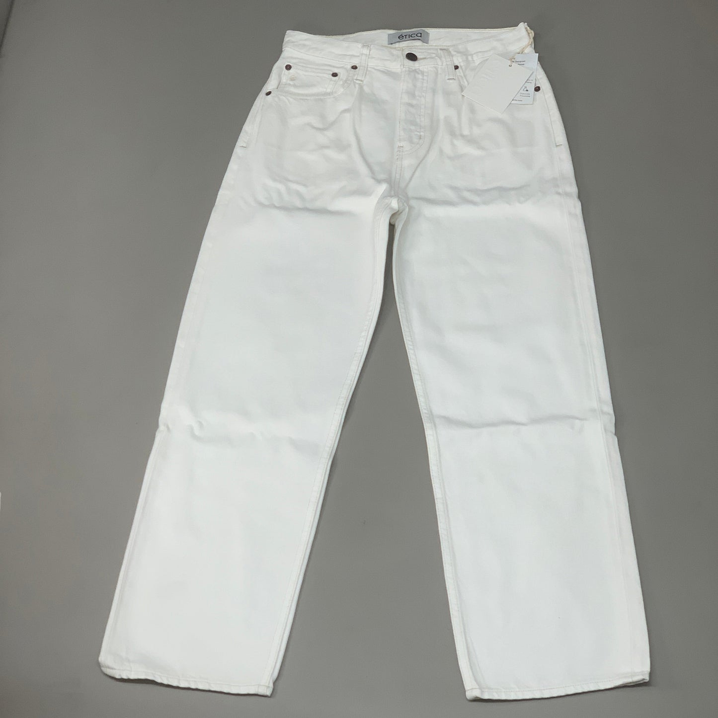 ETICA Tyler High Waist Straight Leg Ankle jeans Vintage White Size 25 EW180114A