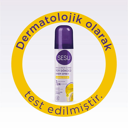 Sesu 8-Minute Hair Removal Cream Spray for All Skin Types - Quick, Easy, Dermatologically Tested
