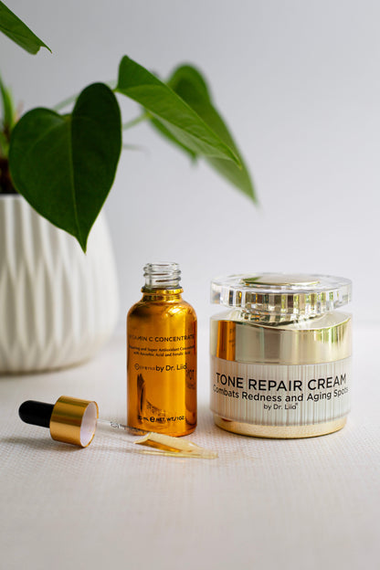 Brightening Vitamin C & Tone Repair Cream Set – Vegan, Gluten-Free Dark Spot & Hyperpigmentation Duo