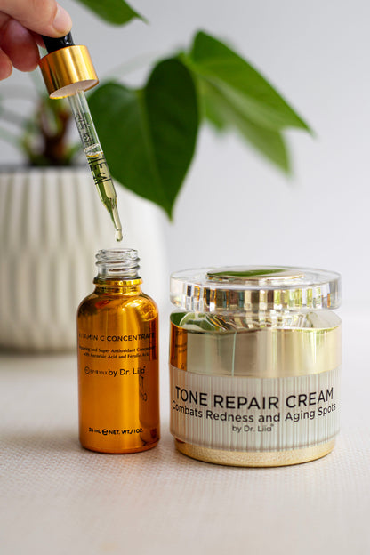 Brightening Vitamin C & Tone Repair Cream Set – Vegan, Gluten-Free Dark Spot & Hyperpigmentation Duo