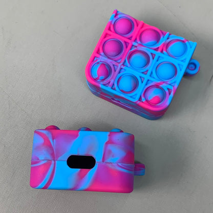 BEST WHOLESALE 2-PACK! Wireless Headphone Bubble Popping Case 2.5" x 2" Blue/Pink