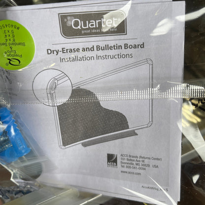 QUARTET Cork Bulletin Board 48" H x 96" w/ Aluminum Frame 2308 As-Is