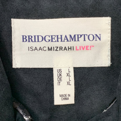 BRIDGE HAMPTON ISSAC MIZRAHI LIVE! Faux Suede Coat Full Snap Up Black Size L