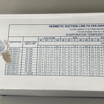 EMERSON Refrigerant Suction Line Filter Drier 7/8" ODF Solder 049182