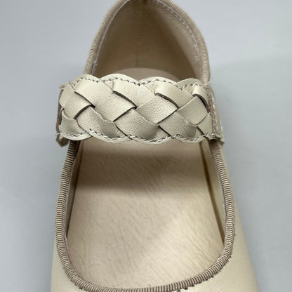OLD SOLES Lady Plat Braided Strap Leather Shoe Kid’s Sz 30 US 13 Cream #817