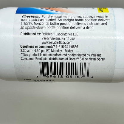 RELIABLE-1 (2 PACK) Saline Nasal Spray 3fl oz (90mL) SM23092 Exp. 12/2026