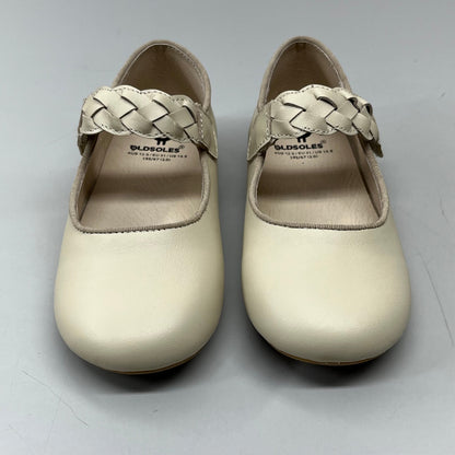 OLD SOLES Lady Plat Braided Strap Leather Shoe Kid’s Sz 26 US 9.5 Cream #817