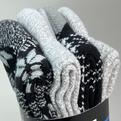 CUDDLE DUDS Soft Boot Crew Socks Plushfill 4 Pair Sz 4-10 Black Check (New)