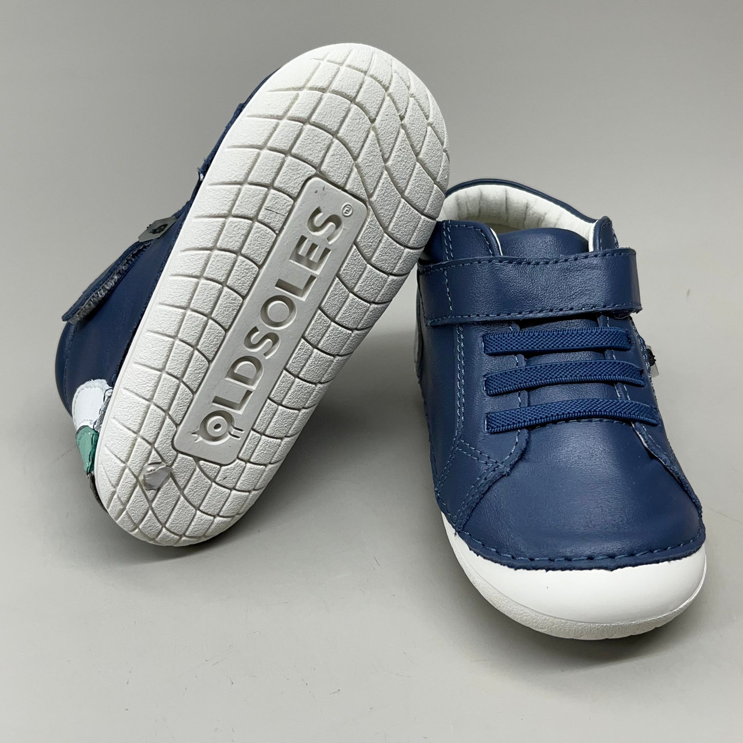 OLD SOLES Baby Rainbow Champster Leather Shoe Sz 19 US 3 Petrol/Snow/Jade/Gris #4091