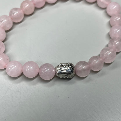 BEST WHOLESALE (12 PACK) Beaded Rose Quartz Crystal Bracelets 3" Silver Head New
