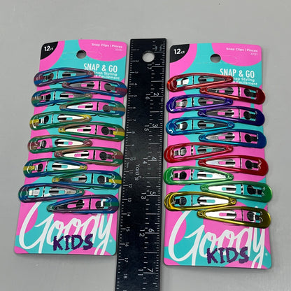 GOODY (6 PACK!) Girl's Snap Hair Clips Assorted Gel Colors 2" 3000663