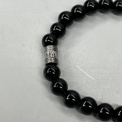 BEST WHOLESALE 6-PACK! Beaded Black Crystal Bracelets 3" Silver Jewel New