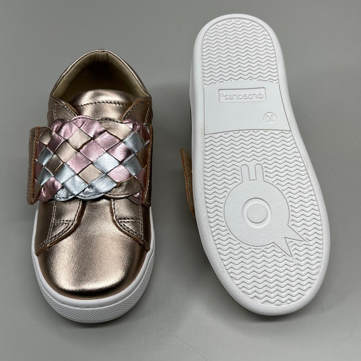 OLD SOLES Igster Sneakers Kid's Leather Shoe Sz 26 US 9.5 Copper/Silver/Pink Frost #6132