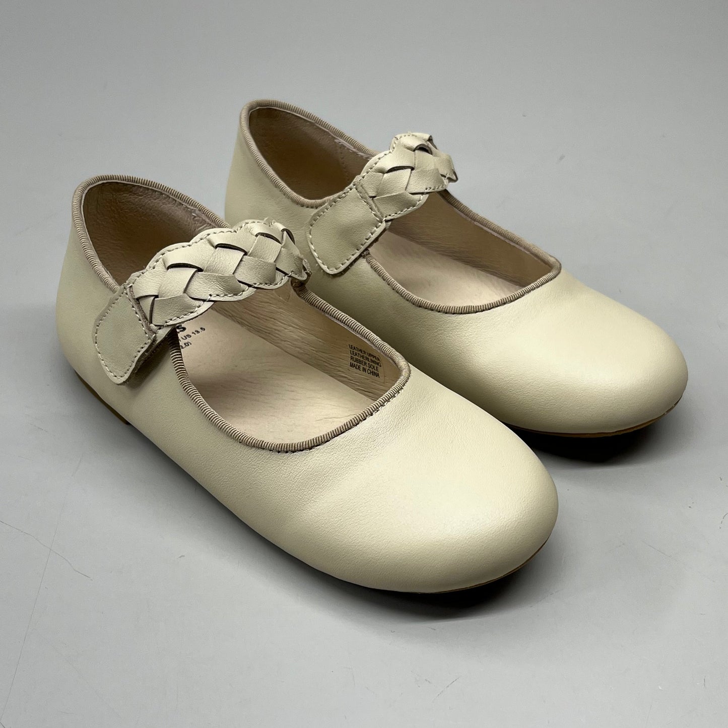 OLD SOLES Lady Plat Braided Strap Leather Shoe Kid’s Sz 30 US 13 Cream #817