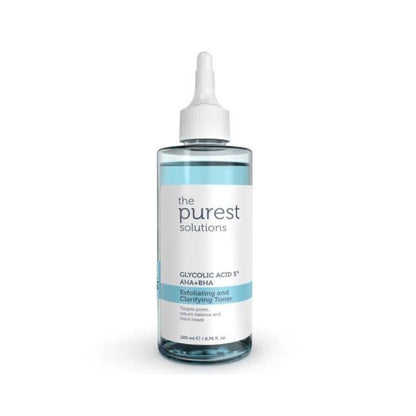 The Purest Solutions Exfoliating and Clarifying Toner 200ml - Glycolic Acid 5%, AHA + BHA Formula for Smoother Skin