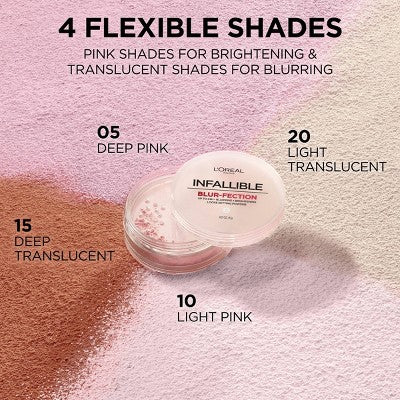 L'Oreal Paris Infallible Blur-fection Loose Pwdr Brightening Light Pink 0.21oz - New
