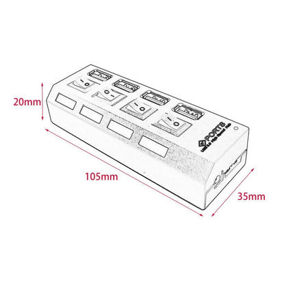 Newest USB Hub High Speed USB Hub 3.0 with Separate Four Ports Compact Lightweight Power Adapter Hub with Power Supply