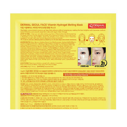 Dermal Korea Vitamin Hydrogel Face Mask - Hydrating, Anti-Aging Korean Skincare with Natural Ingredients