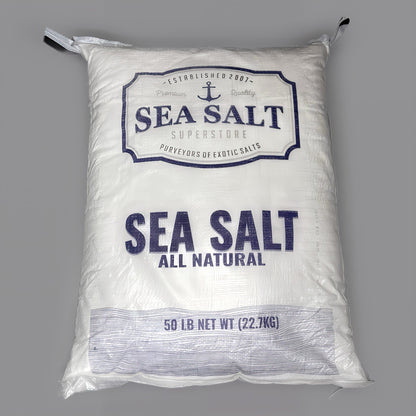 SEA SALT SUPERSTORE (50 LBS) All Natural Kosher Fine Grain Sea Salt BB 06/28