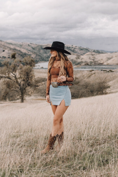 Tia's High Waisted Light Denim Skirt