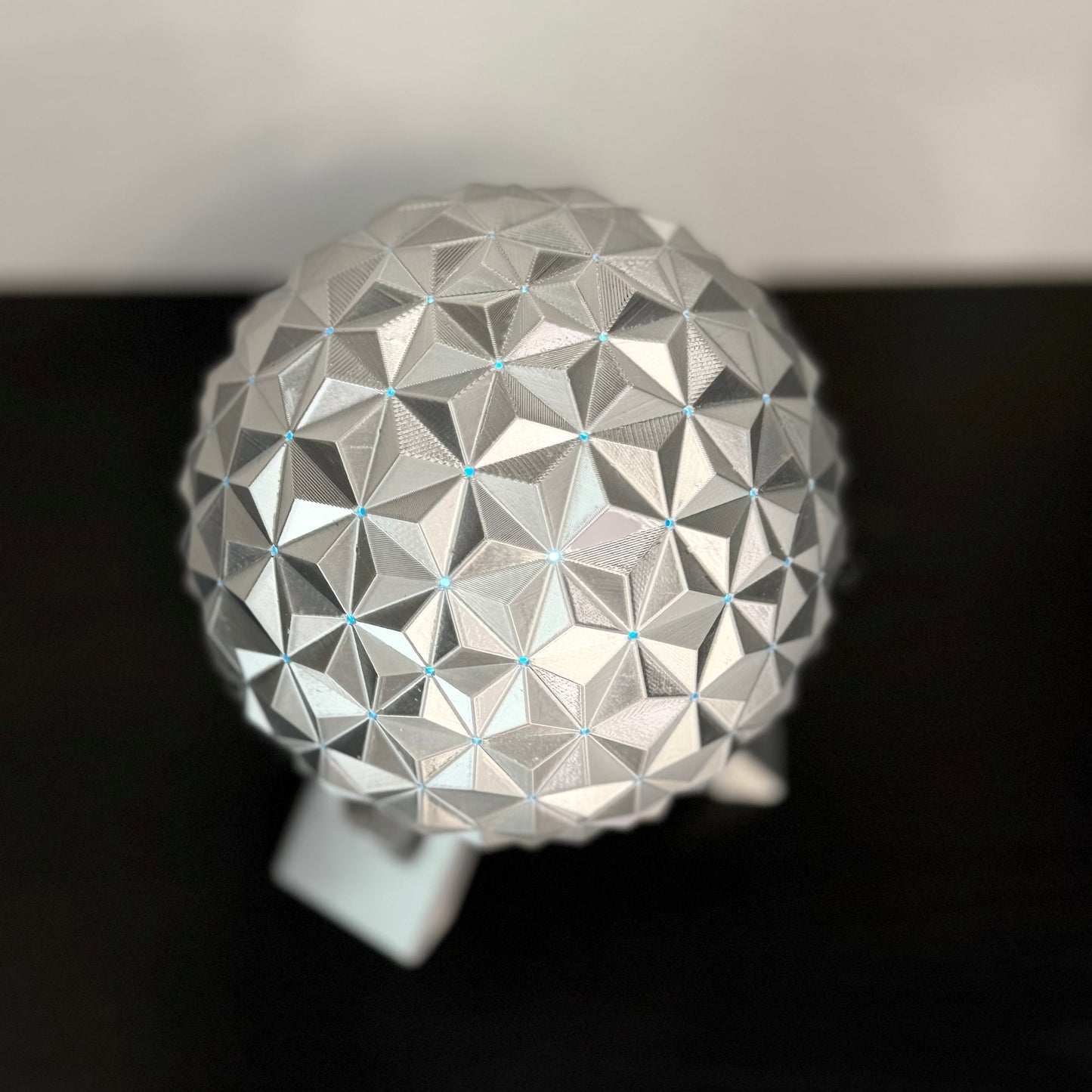 Spaceship Earth Nightlight – Silver PLA 3D Printed Lamp