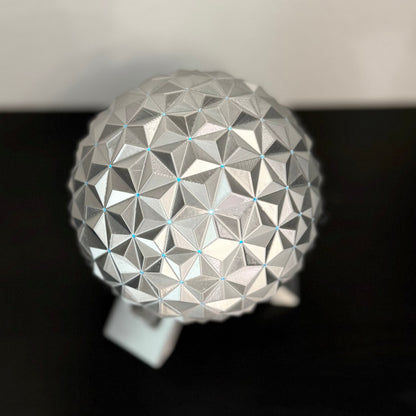 Spaceship Earth Nightlight – Silver PLA 3D Printed Lamp
