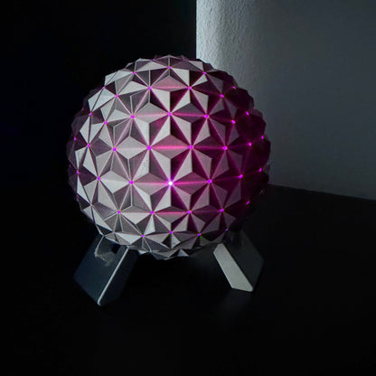 Spaceship Earth Nightlight – Silver PLA 3D Printed Lamp