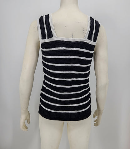 LOFT Women’s Black & White Striped Lightweight Sweater Top Size Medium
