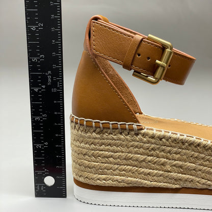 SEE BY CHLOÉ Glyn Calf Espadrille Platform Sandals Tan Women's Sz 9 EU 39 SB32201A (New)