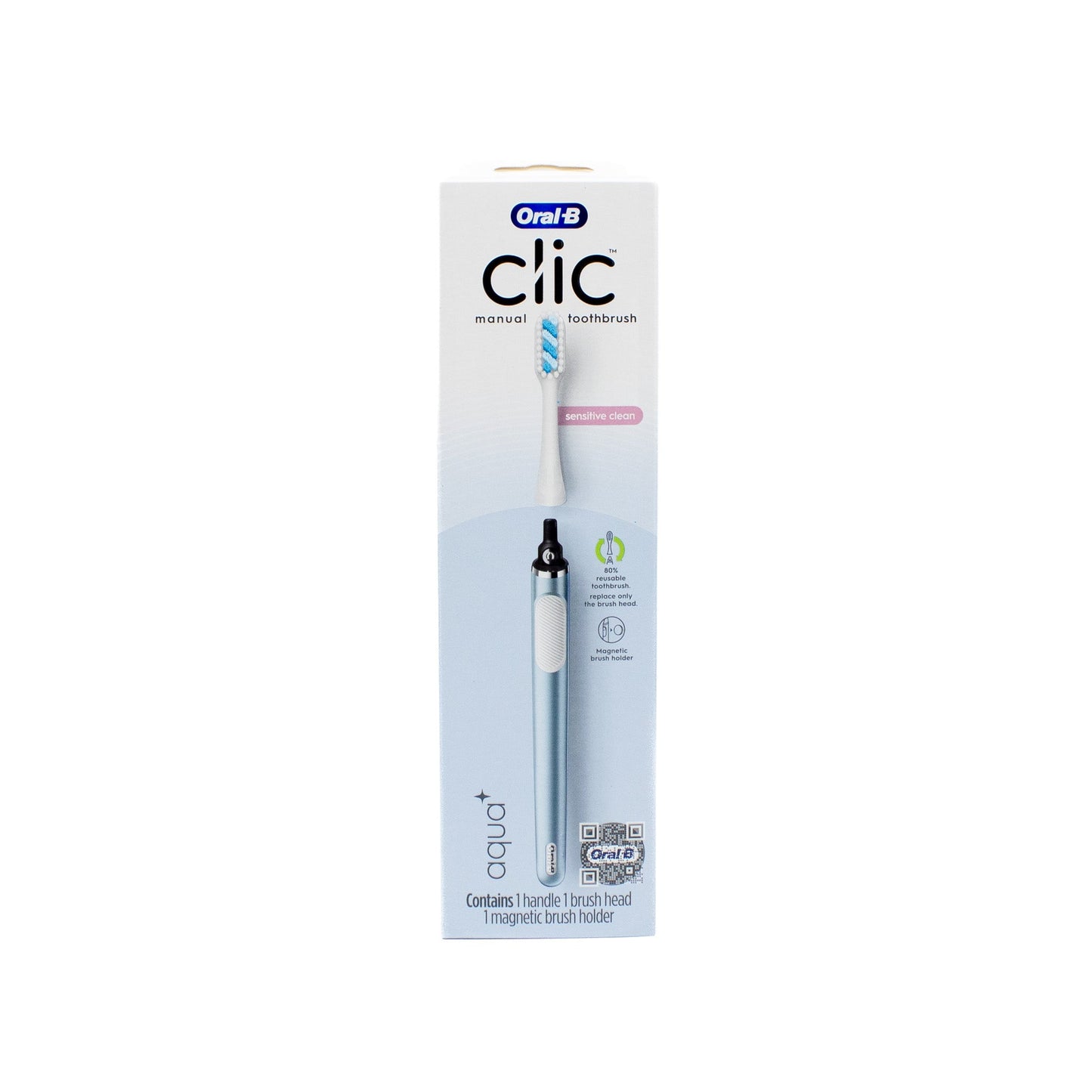 Oral-B Clic Manual Toothbrush with Replaceable Brush Head AQUA - New